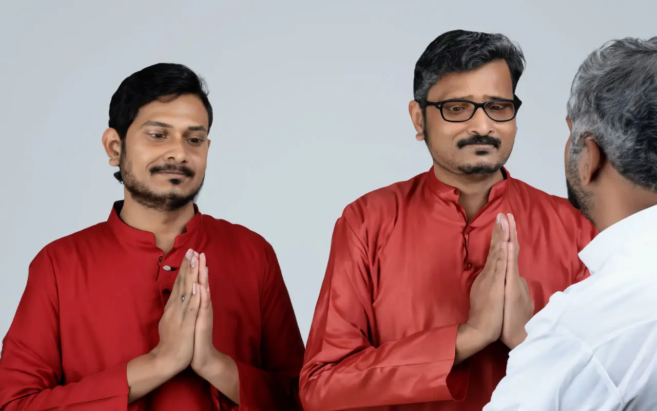 two indians men honoring their father